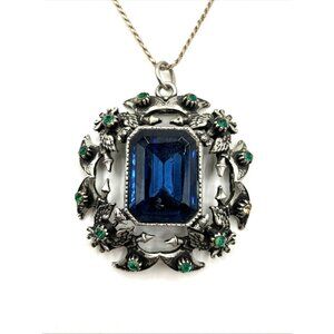 Federal Styl Wing Baguette Pendant Sterling Chain Goth Vampire Cross Florenza ?